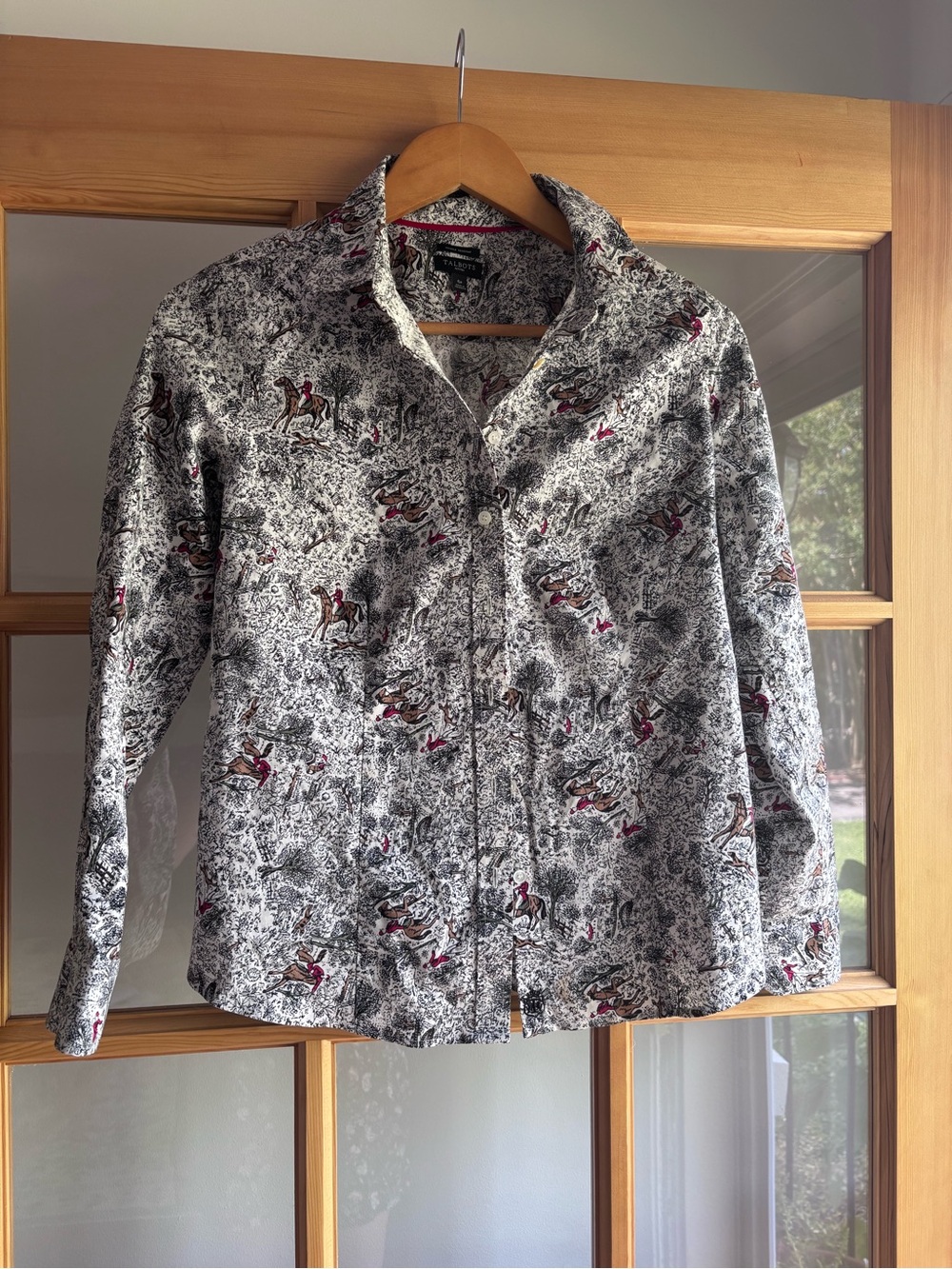 Talbots Petites hunt print toile button down